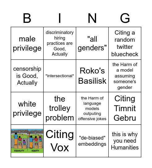 AI Ethics bullshit bingo Card