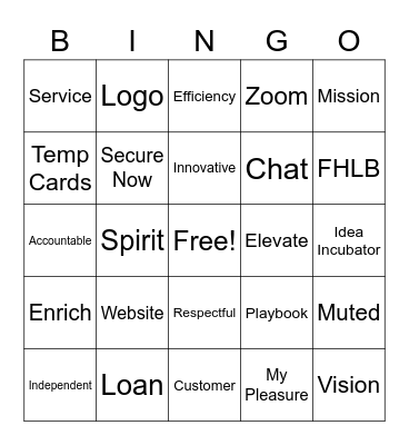 ALL Bank Meeting Bingo Card