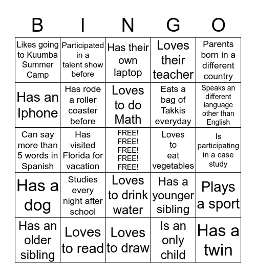 Find Someone Who.... Bingo Card