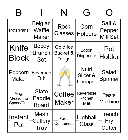 Gift Registry Bingo Card