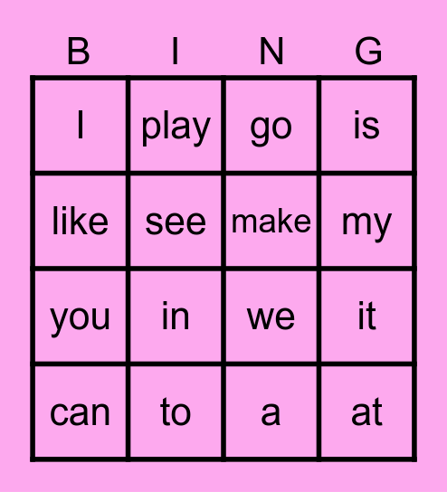 Tilly's Bingo Game Bingo Card