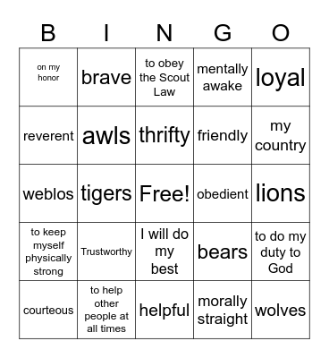 Wolves Bingo Card