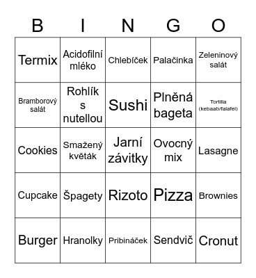 Mrdkovské žrádelní bingo, vol. I Bingo Card