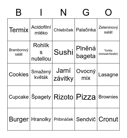 Mrdkovské žrádelní bingo, vol. I Bingo Card