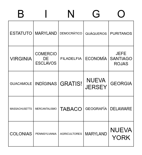 GR 8 LECCION 3 BINGO Card