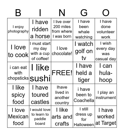 ELCO Bingo Card