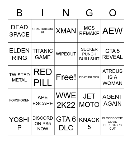 BRANDONDBINGO BAKER Bingo Card