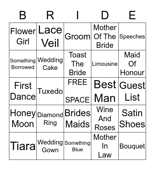 BRIDAL           SHOWER           BINGO Card