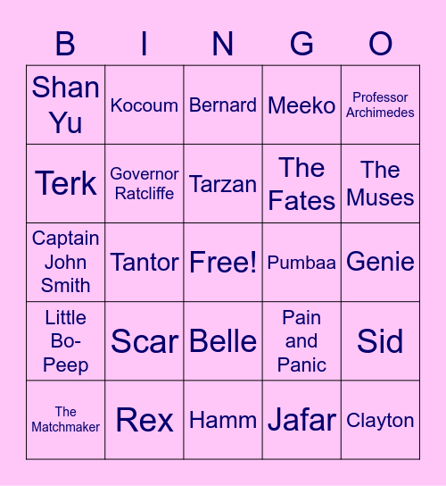 90's Disney Bingo Card