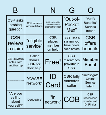 Mentor Observation BINGO Card
