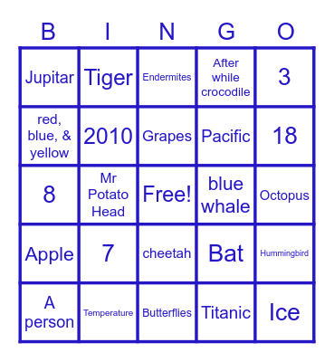 ABC trivia bingo Card