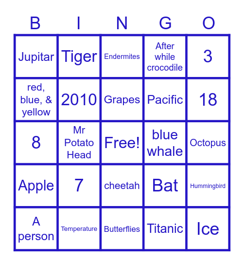 ABC trivia bingo Card