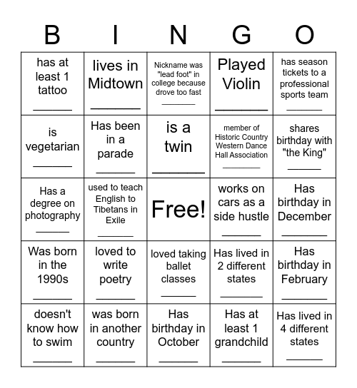 PET CENTER4 Bingo Card