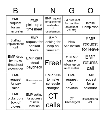 A Typical Office Work Day Bingo Card