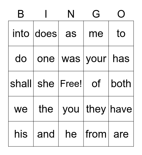 HFW Bingo! Bingo Card