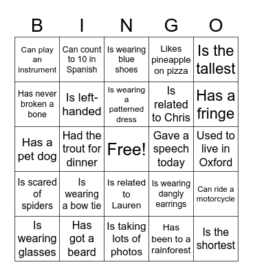Find someone who... Bingo Card