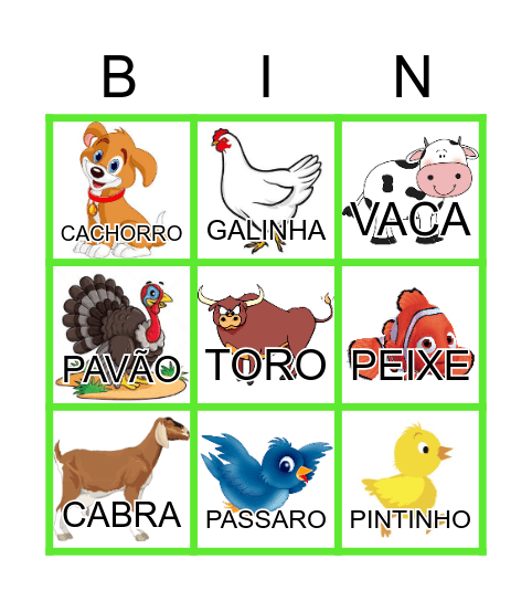 BINGO Animais #1 Bingo Card