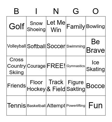 Special Olympics Chicago  Bingo Card