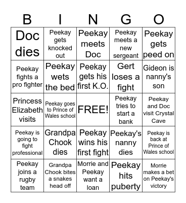 The Power of One Bingo Card