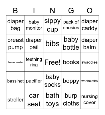 Baby Shower Bingo! Bingo Card