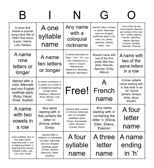 Whorin n Scorin GIRLS EDITION Bingo Card