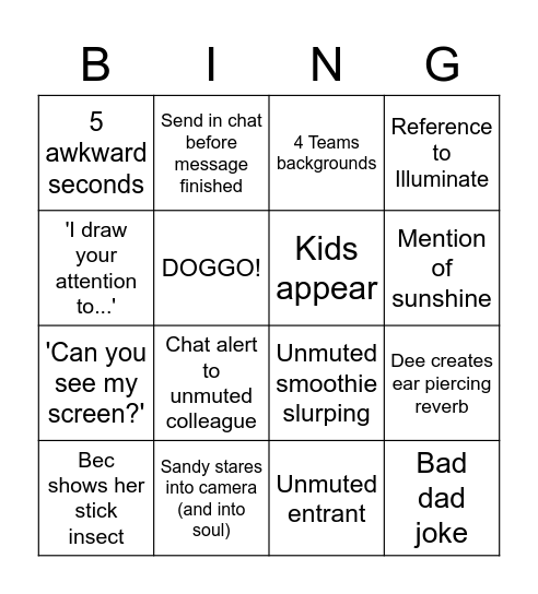 Teams Bingo Card