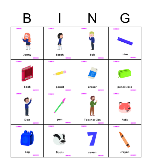 Step 1 Bingo Card