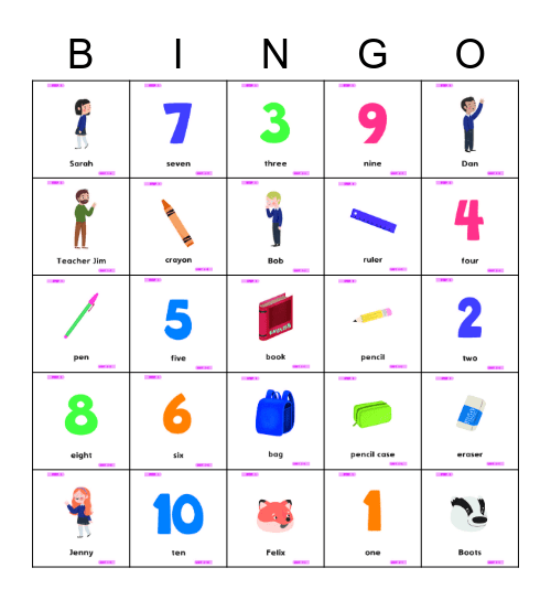 Step 1 Bingo Card