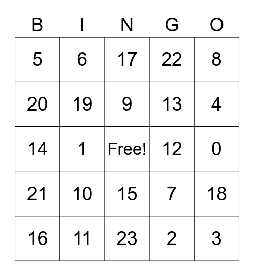 Facts Bingo! Bingo Card