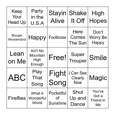 Musical Bingo Card
