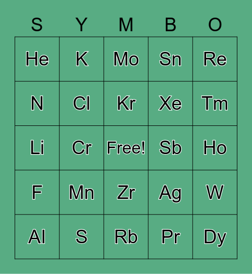 Symbo Card Bingo Card