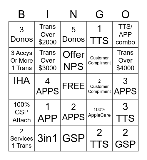 Dominator Bingo Card