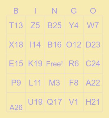 ASL Letter & Number Bingo Card