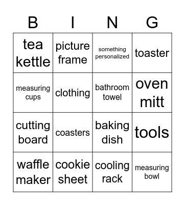 Lindsey's Bridal Shower Bingo Card