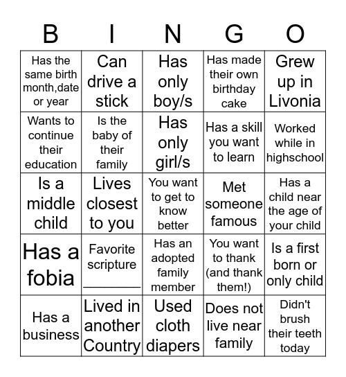 Brave Mamas Bingo Card