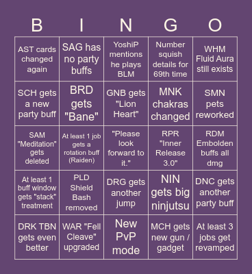 Endwalker Combat LL Bingo Card
