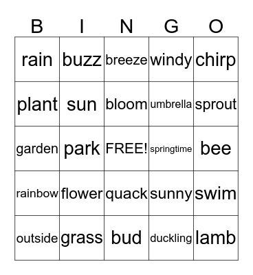 Spring Bingo Card