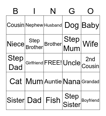 Family Bingo Card
