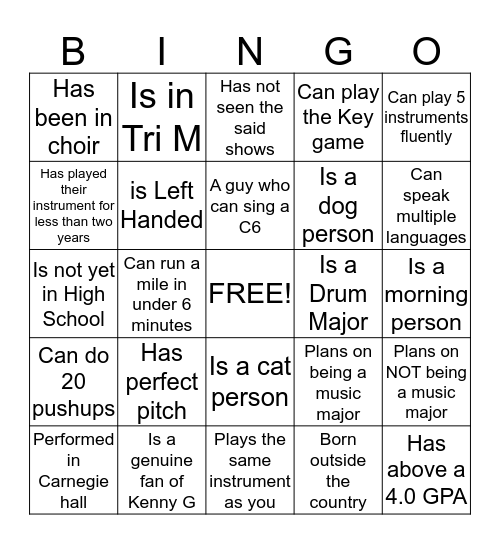 Find someone who... Bingo Card