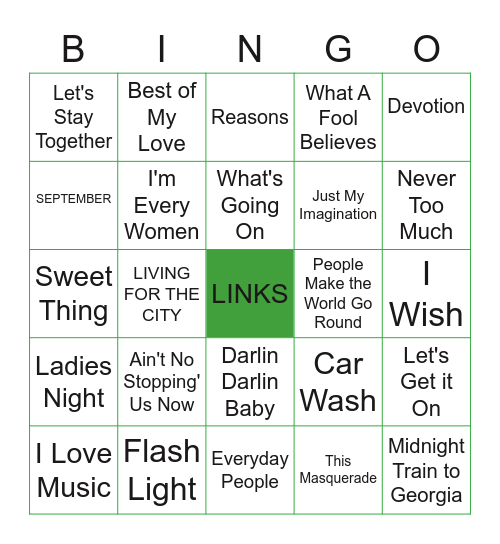 Name That Tune: Its the 70's Bingo Card