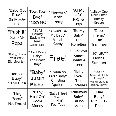 Baby Bingo Card