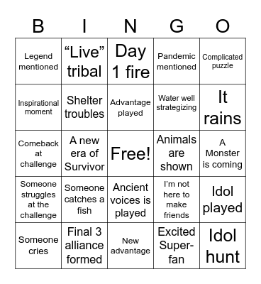 Survivor 41 Premier Bingo Card