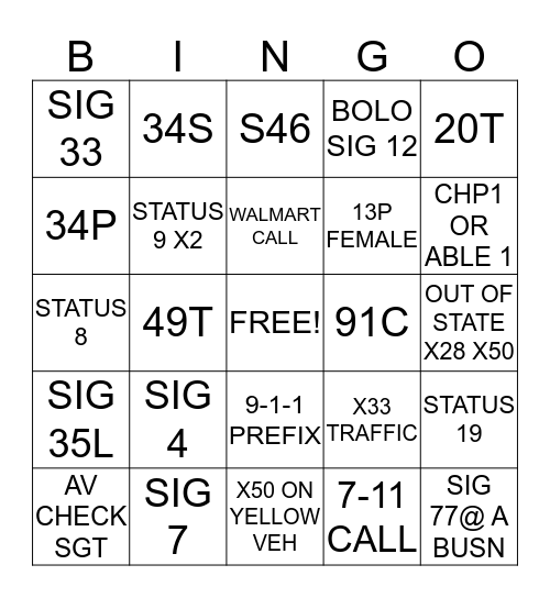 Telecommunicator BINGO (DISPATCH) Bingo Card