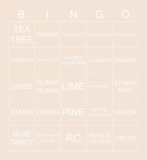 OILY BINGO Card