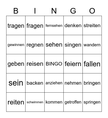 Perfekt Bingo Card