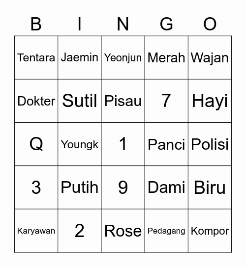 BBLJUYEON98 Bingo Card