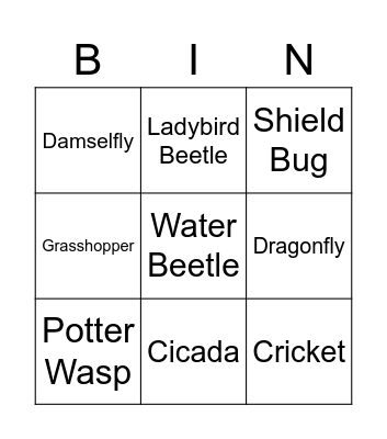 Insects Stamps Bingo Card