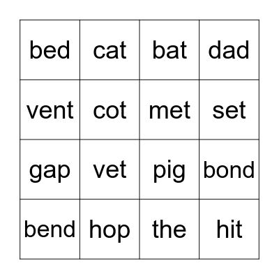 Unit 3 and 4 (b, c, g, h, d, f, v, e) Bingo Card