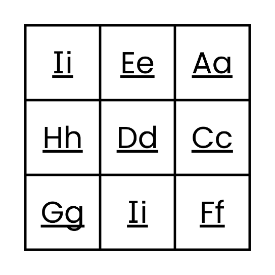 ALPHABET BINGO! Bingo Card