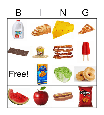 Grocery Shopping List Bingo Card